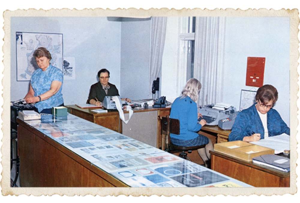 Arkistokuva Kirjapaino Hermeksen konttorista