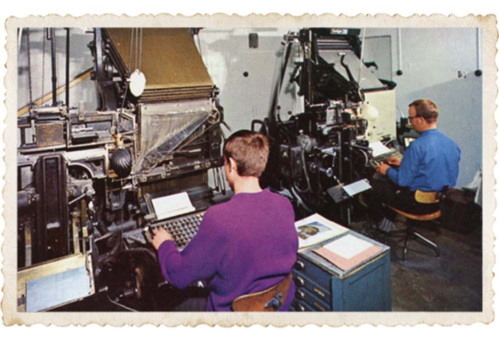 Arkistokuva Linotype-latomakoneesta